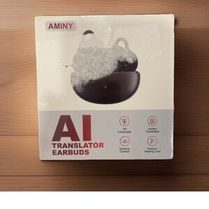 AMINY AI Translator Earbuds - Black and White